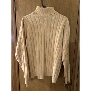 Vintage James River Traders L Fisherman Neck Cable Knit Sweater  Made in the USA